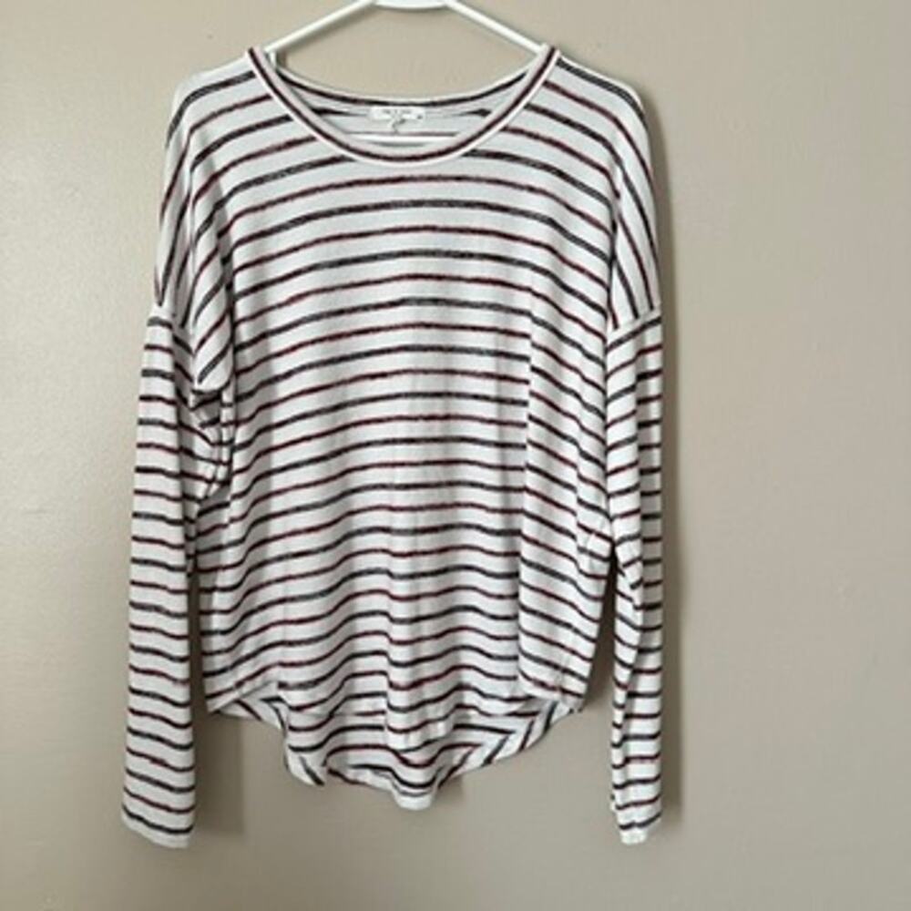 Rag & Bone Shirt Womens MEDIUM Hudson Stripe Casual Long Sleeve Top Scoop Neck
